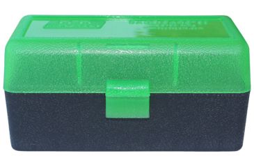 Image of MTM Case-Gard 50 Rifle Ammo Boxes .22 Bench Rest &amp; 6mm PPC Mechanical Hinge Clear Green/Black