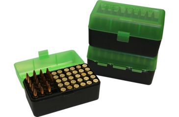 Image of MTM Case-Gard 50 Rifle Ammo Boxes .222 &amp; .222 Magnum Clear Green/Black