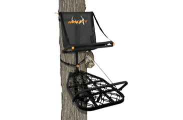 Image of Muddy Elite AL Hang On Tree Stand, One 4-pt Full-Body Harness, Flex-tek seat / Flip Up Seat, Black, MUD-MFP5100-A