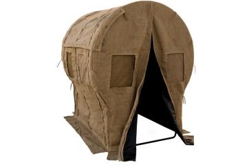 Image of Muddy Portable Bale Blind, includes 8-12in wide x 16in tall bungee slide, reversible window coverings, Burlap MGB5800