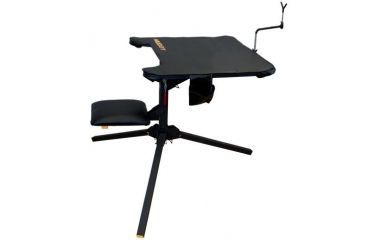 Image of Muddy Swivel-Action Shooting Bench, includes 2-Shell/Gear Pockets, Adjustable, Non-Scratch Rubber Coated Gun Rest, Black MSB300