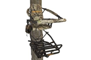 Image of Muddy Woodsman Climber, includes Backpack Straps, Accessory Bag, Full Body Fall Arrest Harness, Black/Camo MCL300-A