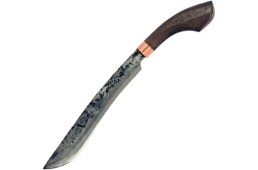 Image of My Parang Golok 120 Machete Knife, 17.75in Overall, 11in Hammered Finish 5160 Carbon Steel Blade, Copper Bolster, Renewable Eco Wood Handle, Black Nylon Sheath, MYP GLK 120 S