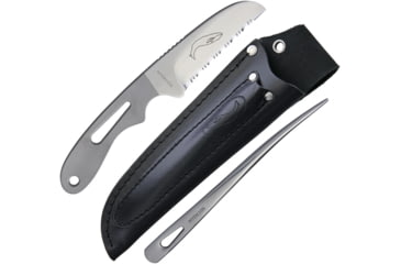 Image of Myerchin Safety Dive System Fixed Blade Knife, 8in Overall, 3.5in Satin Serrated 440 SS Sheepsfoot Blade, Matte Finish Handle, Black Leather Belt Sheath, A508