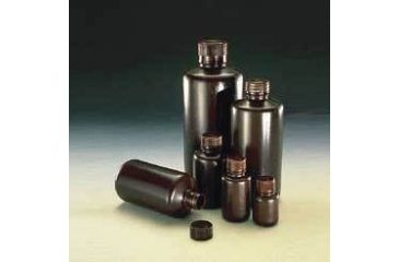 Image of Nalge Nunc Boston Round Bottles, Amber, High-Density Polyethylene, Narrow Mouth, NALGENE 2004-9050