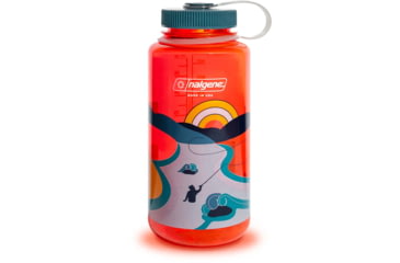 Image of Nalgene Retro Print Wide Mouth 1 Quart Water Bottle, 32 oz, Fly Fisherman Print, 682020-0150