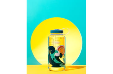 Image of Nalgene Retro Print Wide Mouth 1 Quart Water Bottle, 32 oz, Surfer Print, 682020-0151