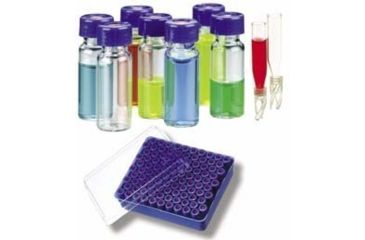 Image of National Scientific Target DP 9-425 Screw-Thread Vials, National Scientific CERT4000-72LV Unassembled Vial Kits, Certified Amber Id Vials With Inserts