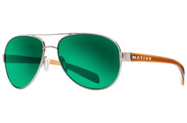 Image of Native Eyewear Patroller Sunglasses,Chrome/Crystal Brown Frame,Green Reflex Lens,Polarized,175 397 529