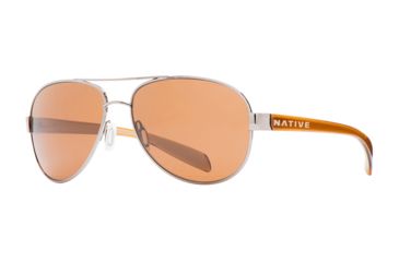 Image of Native Eyewear Patroller Sunglasses,Chrome/Crystal Brown Frame,Brown Lens,Polarized,175 397 524