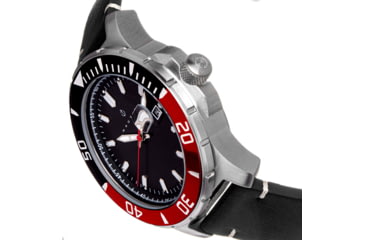 Image of Nautis Nautis Dive Pro 200 Leather-Band Watch w/Date, Black &amp; Red, One Size, GL1909-C