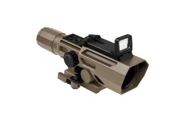 Image of NcSTAR ADO 3-9X42 Scope w/Flip Up Red Dot Optic,Intergrated Red Dot,P4 Sniper Reticle,Red/Blue Illumination, Tan, VADOTP3942G