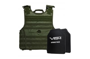 Image of NcSTAR Expert Carrier Vest w/Two 10x12in Shooters Cut Hard PE Ballistic Panels, Green, 2XL, BPCVPCVXL2963G-A