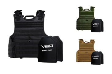 Image of NcSTAR Expert Carrier Vest w/Two 10x12in Shooters Cut Hard PE Ballistic Panels, Black, Green, Tan