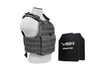 Image of NcSTAR Plate Carrier Vest w/Two 10x12in Shooters Cut Hard PE Ballistic Panels, Urban Gray, BPCVPCV2924U-A