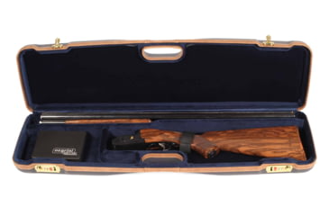Image of Negrini OU/SxS Deluxe Hunting Shotgun Case, Navy/Tobacco Leather/Navy Interior, 1605LX/5138