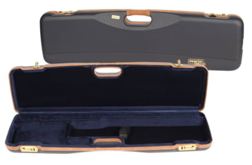 Image of Negrini OU/SxS Deluxe Hunting Shotgun Case, Navy/Tobacco Leather/Navy Interior, 1605LX/5138