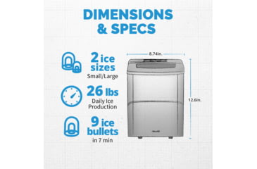 Image of NewAir 26 lbs. Countertop Ice Maker, Stainless Steel, NIM026MS00