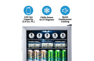 Image of NewAir Can Freestanding Beverage Fridge - 126 Cans, Black / Stainless Steel, AB-1200