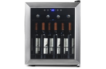 Image of NewAir Freestanding Compressor Wine Fridge, Black / Stainless Steel, 16 Bottles, NWC016SS00