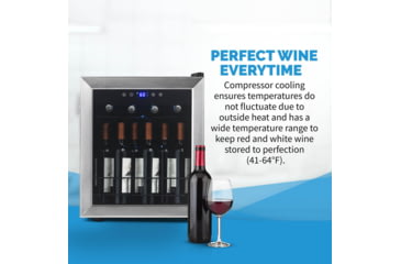 Image of NewAir Freestanding Compressor Wine Fridge, Black / Stainless Steel, 16 Bottles, NWC016SS00