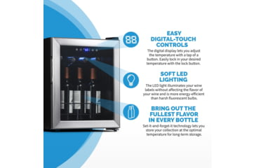 Image of NewAir Freestanding Compressor Wine Fridge, Black / Stainless Steel, 16 Bottles, NWC016SS00