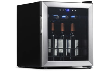 Image of NewAir Freestanding Compressor Wine Fridge, Black / Stainless Steel, 16 Bottles, NWC016SS00
