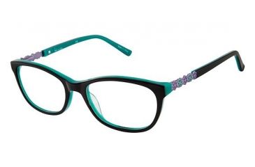Image of Nicole Miller Larkin Single Vision Prescription Eyeglasses - Frame Black/Teal, Size 50/16mm NMLARKIN01