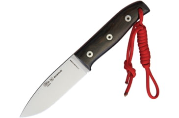 Image of Nieto Bosque Fixed Blade Grenadill Fixed Blade Knife, 8in Overall, 4in Satin Bohler N695 SS Drop Point, Grenadill Wood Handle, Red Cord Lanyard, Brown Leather Belt Sheath, 145-G