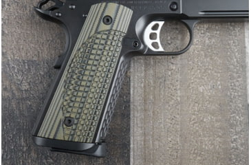 Image of Nighthawk Custom ETC-Frag G10 Grips, Thin Style, Green, Ambi Cut, Flat Full Size-Magwell Style, w/Thumb Scoop, Govt., Like Heinie Signature Competition, G155