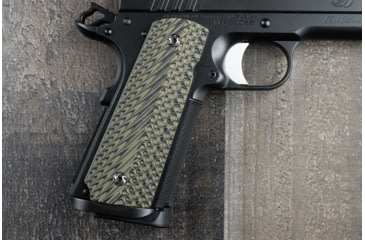 Image of Nighthawk Custom Operator II Govt. Grips, Flat Bottom, No Radius, Std. Cut, Dirty Olive, G152