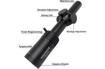 Image of NightStar 1-8x24mm 30mm Tube Rifle Scope, Second Focal Plane, Illuminated Reticle, Black, NS11150R