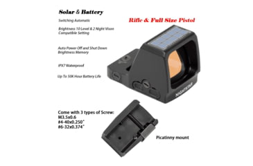 Image of NightStar PR24S Solar Reflex Red Dot Sight, 1x0.79x0.94mm, 3 MOA Dot, Black, NS15245