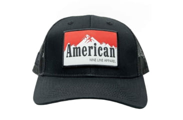 Image of Nine Line Apparel Nine Line American 7-Panel Richardson Trucker Hat Black, AMERICAN-HAT-168-BLACK