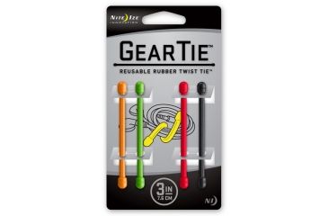 Image of Nite Ize Gear Bendable Tie, 3in. - Asst. 4 Pack O,G,R,Blk GT3-4PK-A1