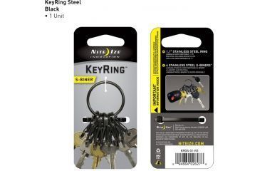 Image of Nite Ize S-Biner KeyRing Steel - Black KRGS-01-R3