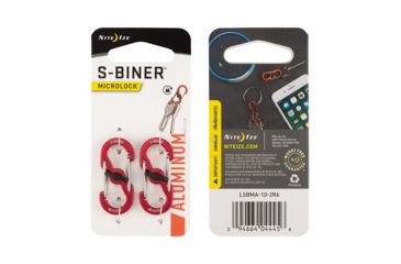 Image of Nite Ize S-Biner MicroLock Aluminum 2 - Pack Key Holder, Red LSBMA-10-2R6