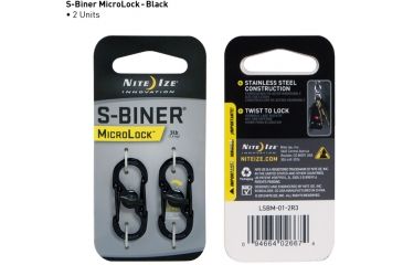 Image of Nite Ize S-Biner MicroLock - Black, 2-pack LSBM-01-2R3
