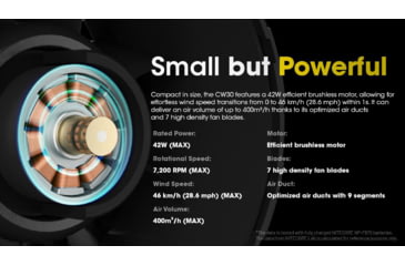 Image of Nitecore CW30 Portable Cordless Photography Fan, Black, ACC-NITE-CW30