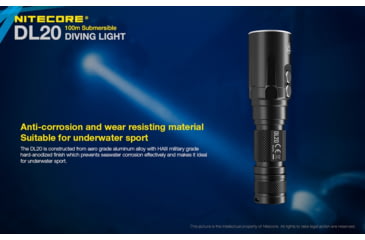 Image of Nitecore DL20 100m Underwater Submersible 1000 Lumen Dive Light with Red Light, Black, 6952506405275