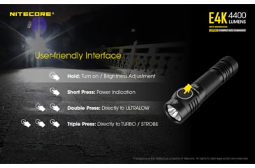 Image of Nitecore E4K EDC Flashlight with USB-C Rechargeable Battery, Black, 6952506405657