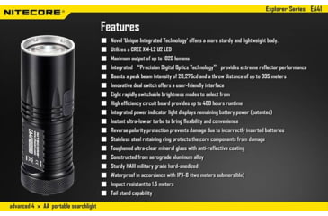 Image of Nitecore EA41 Explorer Series 1020 Lumen Pocket Search Flashlight, Black, 6952506401321
