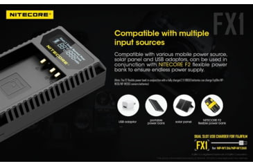 Image of Nitecore FX1 Digital USB Travel Battery Charger for Fujifilm NP-W126 and NP-W126S Batteries, Black, 6952506492657