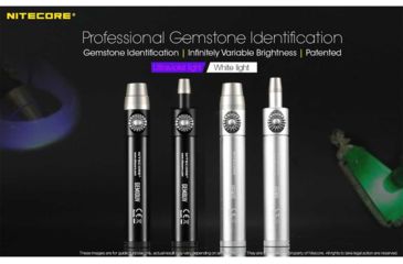 Image of Nitecore GEM10-UV 1 x 18650/ 2 x CR123A/ RCR123A 3000 mW Ultraviolet Jeweler Flashlight, 365 nm, Black, GEM-10-UV