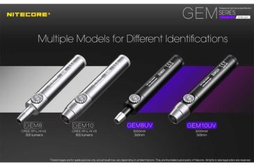 Image of Nitecore GEM10-UV 1 x 18650/ 2 x CR123A/ RCR123A 3000 mW Ultraviolet Jeweler Flashlight, 365 nm, Black, GEM-10-UV