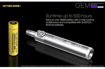 Image of Nitecore GEM10-UV 1 x 18650/ 2 x CR123A/ RCR123A 3000 mW Ultraviolet Jeweler Flashlight, 365 nm, Black, GEM-10-UV