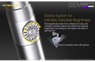 Image of Nitecore GEM10-UV 1 x 18650/ 2 x CR123A/ RCR123A 3000 mW Ultraviolet Jeweler Flashlight, 365 nm, Black, GEM-10-UV