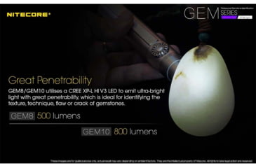 Image of Nitecore GEM8 1 x 18650/ 2 x CR123A/ RCR123A CREE XP-L HI V3 LED Jeweler Flashlight, 500 Lumens, Silver, GEM-8