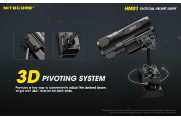 Image of Nitecore HM01 320 Lumens 360 deg Pivoting Tactical Helmet Light, Black, 6952506406784