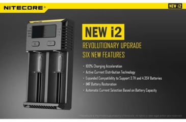 Image of Nitecore I2 Intellicharger 2-Slot Universal Battery Charger, Black, 6952506491384